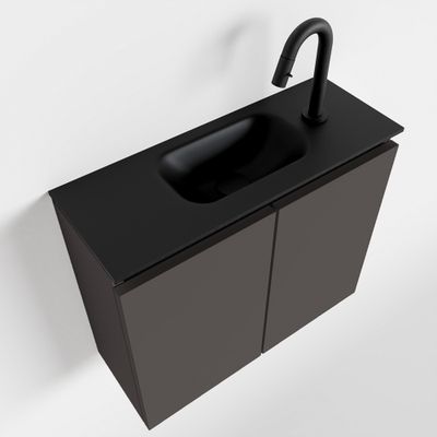 Toiletmeubel Mondiaz Ture | 60 cm | Meubelkleur Dark grey | Eden wastafel Urban Midden | 1 kraangat