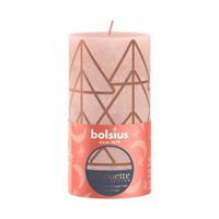 Bolsius Stompkaars Rustiek 13x6,8 cm Misty Pink Met Print