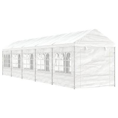 Prieel met dak 11,15x2,28x2,69 m polyetheen wit