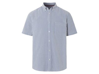 LIVERGY Heren overhemd (blauw/wit/strepen, L)