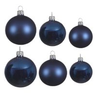 Glazen kerstballen pakket donkerblauw glans/mat 26x stuks diverse maten - thumbnail