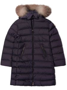 Moncler Enfant parka matelassée à capuche bordée de fourrure artificielle - Bleu