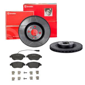 Remmenset, remschijf BREMBO, Remschijftype: Binnen geventileerd: , Inbouwplaats: Vooras, u.a. für Abarth, Fiat, Lancia