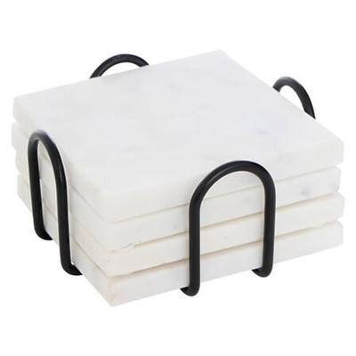 Onderzetters voor glazen - marmer - 4x stuks - vierkant - steen - 10 x 10 cm