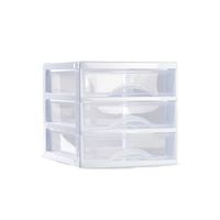 Ladeblokje/bureau organizer 3x lades - wit/transparant - L18 x B21 x H17 cm - plastic