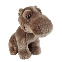 Pluche grijs/bruine nijlpaard knuffel 18 cm speelgoed - thumbnail