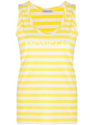 Moncler débardeur rayé à logo imprimé - Jaune