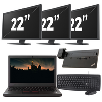 Lenovo ThinkPad X270 - Intel Core i5-7e Generatie - 12 inch - 8GB RAM - 240GB SSD - Windows 11 + 3x 22 inch Monitor