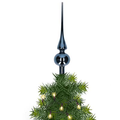 Decoris kerst piek - 1x - donkerblauw - 26 cm - glas - glans - kerstboom piek - kerstpieken Decoris kerst piek - 1x - donkerblauw - 26 cm - glas - glans - kerstboom piek - kerstpieken