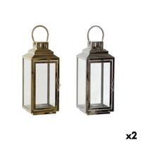 Lykta DKD Home Decor Gouden Zilverkleurig Aluminium Kristal 14 x 14 x 35 cm (2 Stuks)