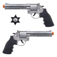 2x stuks verkleed speelgoed revolver/pistool met Sheriff ster kunststof