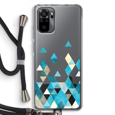 Gekleurde driehoekjes blauw: Xiaomi Redmi Note 10 Pro Transparant Hoesje met koord
