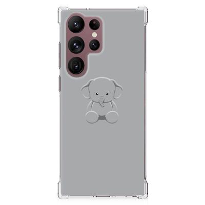 Samsung Galaxy S23 Ultra Stevig | Bumper Hoesje | Grijs Baby Olifant Samsung Galaxy S23 Ultra Stevig | Bumper Hoesje | Grijs Baby Olifant