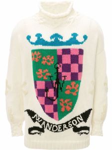 JW Anderson pull en maille intarsia à col montant - Blanc