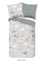 Good Morning Kinderdekbedovertrek "dieren in winterthema" - Grijs - (135x200 cm) - Katoen Flanel