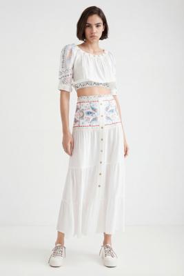 Lange rok met paisley - WHITE - M