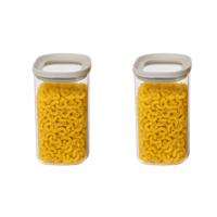 5Five Voorraadpot - 2x - keuken/voedsel - glas - 1000 ml - luchtdichte deksel - transparant/beige