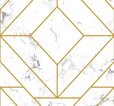 Goud en wit geometrisch behang woonkamer