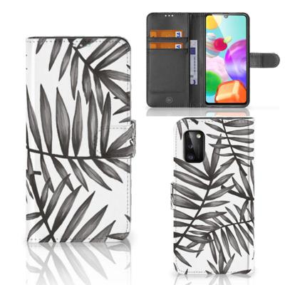 Samsung Galaxy A41 Hoesje Leaves Grey Samsung Galaxy A41 Hoesje Leaves Grey