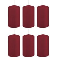 Cilinderkaars/stompkaars - 6x - bordeauxrood - 6 x 12 cm - 40 branduren