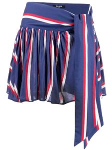Balmain minijupe plissée à rayures - Bleu