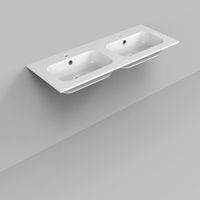 Dubbele Wastafel Marble BWS 120,5x46x1,5 cm Glans Wit (2 kraangaten)