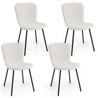 Set van 4 Eetkamerstoelen Gestoffeerde Keukenstoelen met Rugleuning Gestoffeerde Stoelen Zonder Mouwen Zithoogte 49 cm Modern