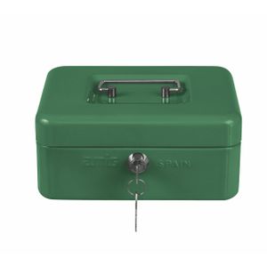 Geldkistje met 2 sleutels - groen - staal - muntbakje - 20 x 16 x 7 cm - inbraakbeveiliging