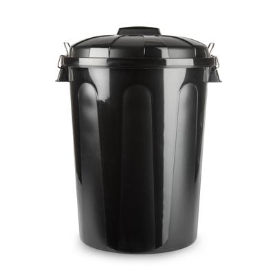 Plasticforte afvalemmer/vuilnisemmer - kunststof - zwart - 70 liter - deksel - 47 x 52 x 67 cm