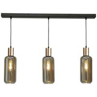 Masterlight Zwarte hanglamp met goud Bounty 3-lichts cilindrisch glas 2471-05-02-100-3-5