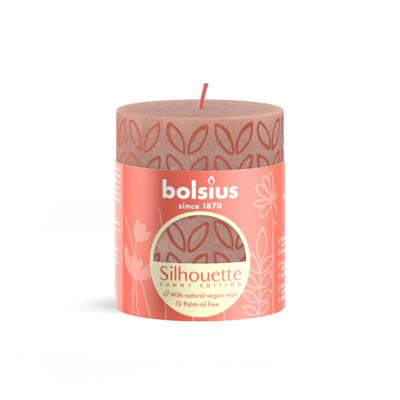 Bolsius silhouette stompkaars misty pink met print 80x68 mm