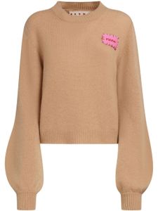 Marni pull en cachemire à patch logo - Marron