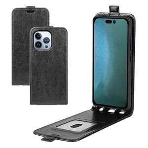 iPhone 14 Pro Max Verticale Flip Case met Kaarthouder - Zwart