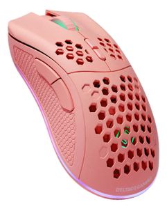 DELTACO GAMING PM80 Gaming-muis Radiografisch Optisch Pink 7 Toetsen 4800 dpi Verlicht, Oplaadbaar