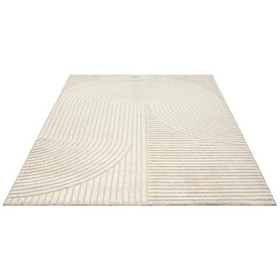 Vloerkleed Elio Japandi - Modern Design met Halve Cirkels in Beige-160 x 230 cm