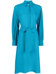 Kiton robe mi-longue en soie à col lavallière - Bleu