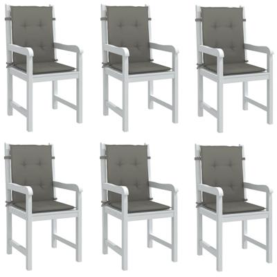 VidaXL Stoelkussens 6 st lage rug 100x50x4 cm stof donkergrijs