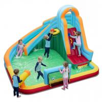 Opblaasbare Waterglijbaan Springkussen met Ballenbak Voetbal Basketbal Klimwand Plonsbad en Waterkanon Springkussen voor 3-12 Jaar