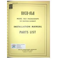 Rock-Ola Model 1464 - 120 Select Jukebox Installation Manual & Parts List