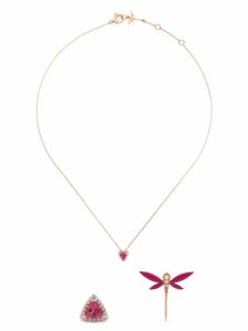 Anapsara parure collier-boucles d'oreilles Dragonfly en or rose 18ct