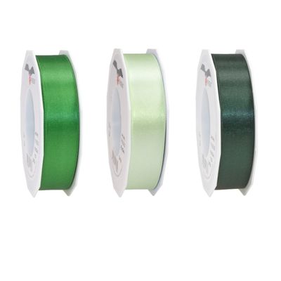 Luxe satijn cadeau/hobby sierlinten 2,5cm x 25m- 3x groen tinten mix