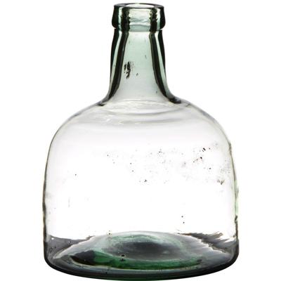 Vaas - fles vorm - transparant - B19 x H25 - glas - stijlvolle flessen bloemenvaas