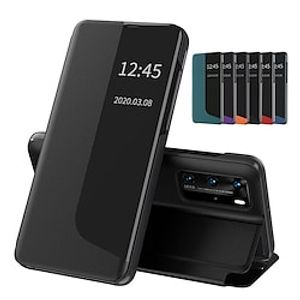 telefoon hoesje Voor Huawei P40 P30 P20 Mate 20 Pro Volledig hoesje Leren etui Flip cover met standaard Automatisch slapen / ontwaken Schokbestendig Effen TPU PU-nahka Lightinthebox