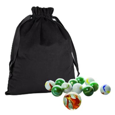 Knikkerzak met trekkoord - velvet - zwart - 24 x 17 cm - luxe Knikkerzak met trekkoord - velvet - zwart - 24 x 17 cm - luxe