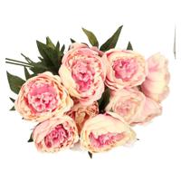 Kunstbloem pioenrozen tak - 8x - 3 bloemen - roze - 70 cm - decoratie