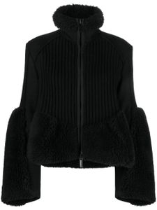 sacai cardigan à bord en fourrure artificielle - Noir