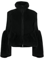 sacai cardigan à bord en fourrure artificielle - Noir