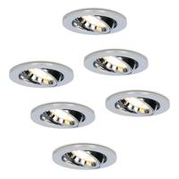 Set van 6 Maya LED inbouwspots - 4 Watt 345 lumen - 2700K Warm wit - GU10 - Dimbaar - Rond - Kantelbaar - IP20 voor binnen - Chroom
