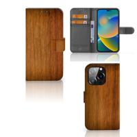 iPhone 14 Pro | Book Style Case | Donker Hout