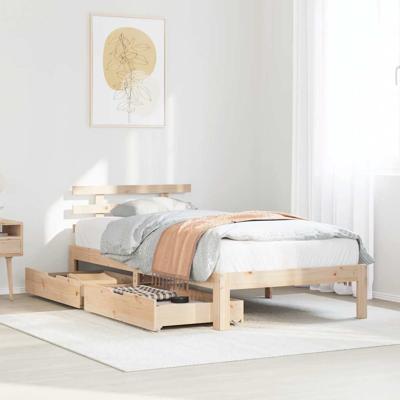 Bedframe met lades massief grenenhout 75x190 cm